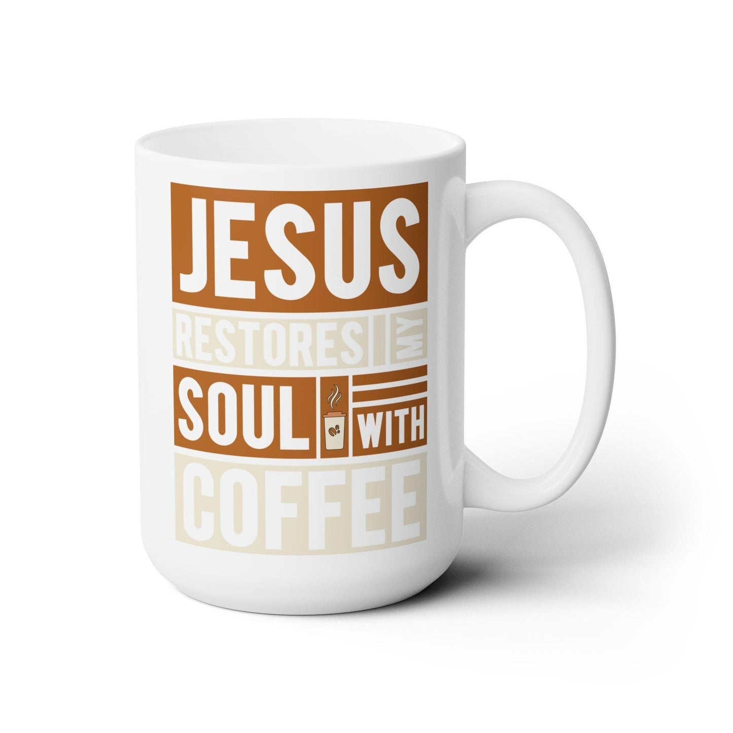 Ceramic Mug 15oz, inspirational large coffee novelty hot tea Jesus faith inspired drinking cup great for pastor gift