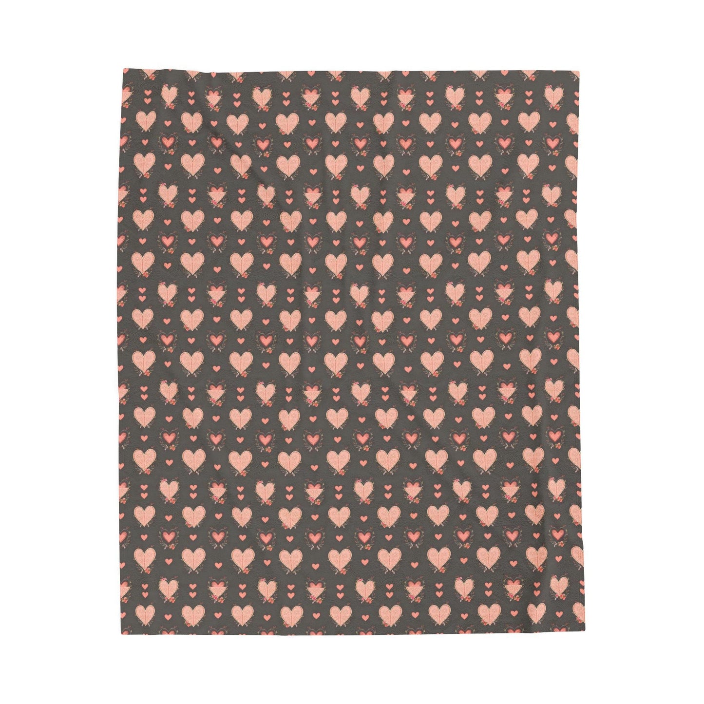 Cozy Heart Pattern Velveteen Plush Blanket, Soft Throw, Valentine's Day Gift, Home Decor, Snuggle Blanket, Perfect for Kids & Adults