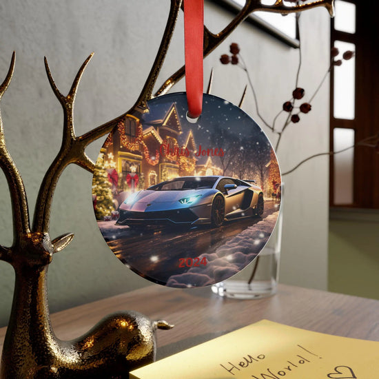 Personalized Silver Lamborghini Acrylic Ornament with Ribbon, Custom Name Gift, Holiday Decor, Car Lover Keepsake, Christmas Ornament 2024 The Aurora Touch