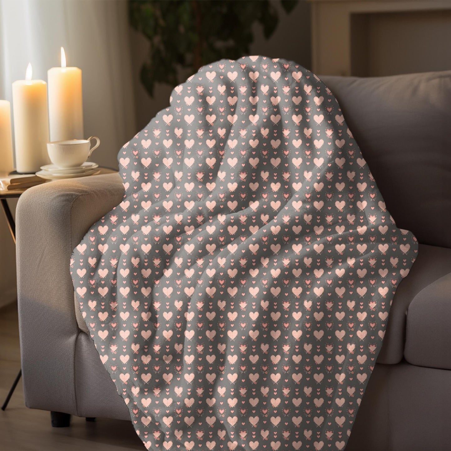 Cozy Heart Pattern Velveteen Plush Blanket, Soft Throw, Valentine's Day Gift, Home Decor, Snuggle Blanket, Perfect for Kids & Adults