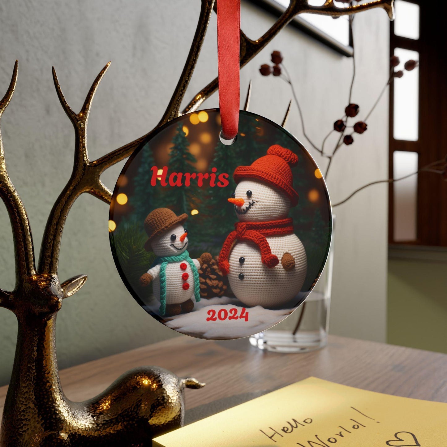 Personalized Christmas Acrylic Ornament, Holiday Decor, Snowman Ornament, Family Gift, Custom Gift 2024