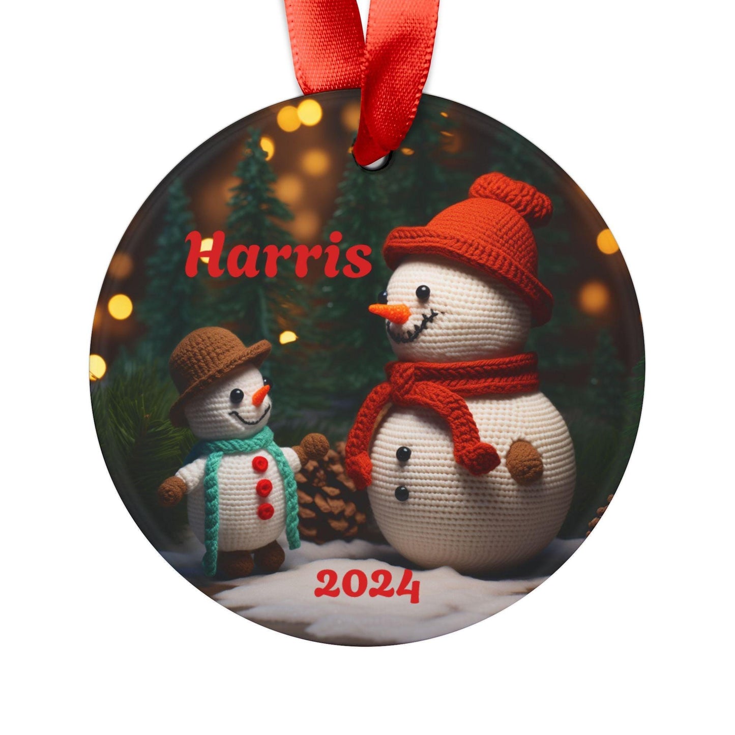 Personalized Christmas Acrylic Ornament, Holiday Decor, Snowman Ornament, Family Gift, Custom Gift 2024