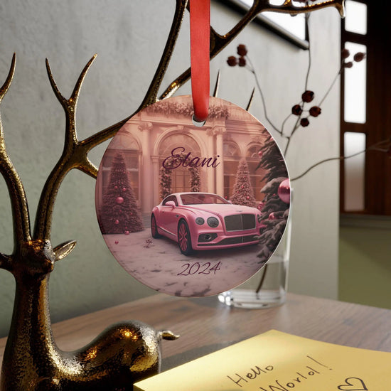 Personalized Acrylic Holiday Ornament, Christmas Decoration, Custom Car Ornament, Unique Gift, Tree Decor 2024, Pink Bentley The Aurora Touch