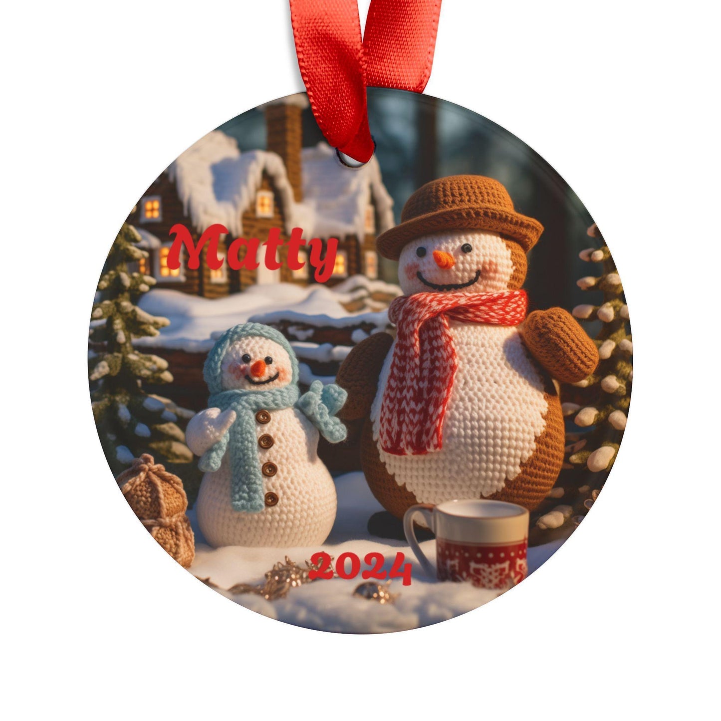 Personalized Snowman Acrylic Ornament, Holiday Decor, Christmas Keepsake, Family Gift, Winter Decoration, Customizable Decor