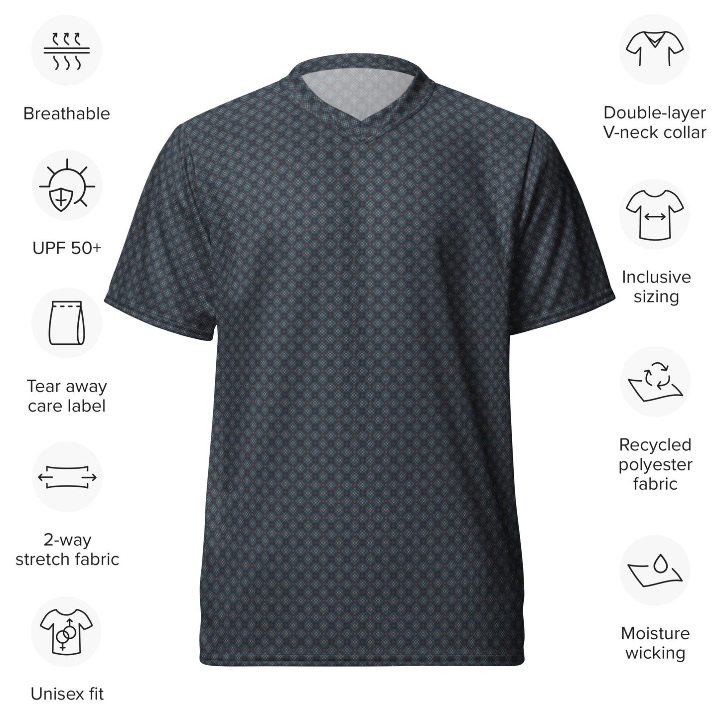 Eco-Friendly Men's Geometric All-Over Print Sports Jersey – Recycled Fabric Men Athletic and Casual Everyday Wear