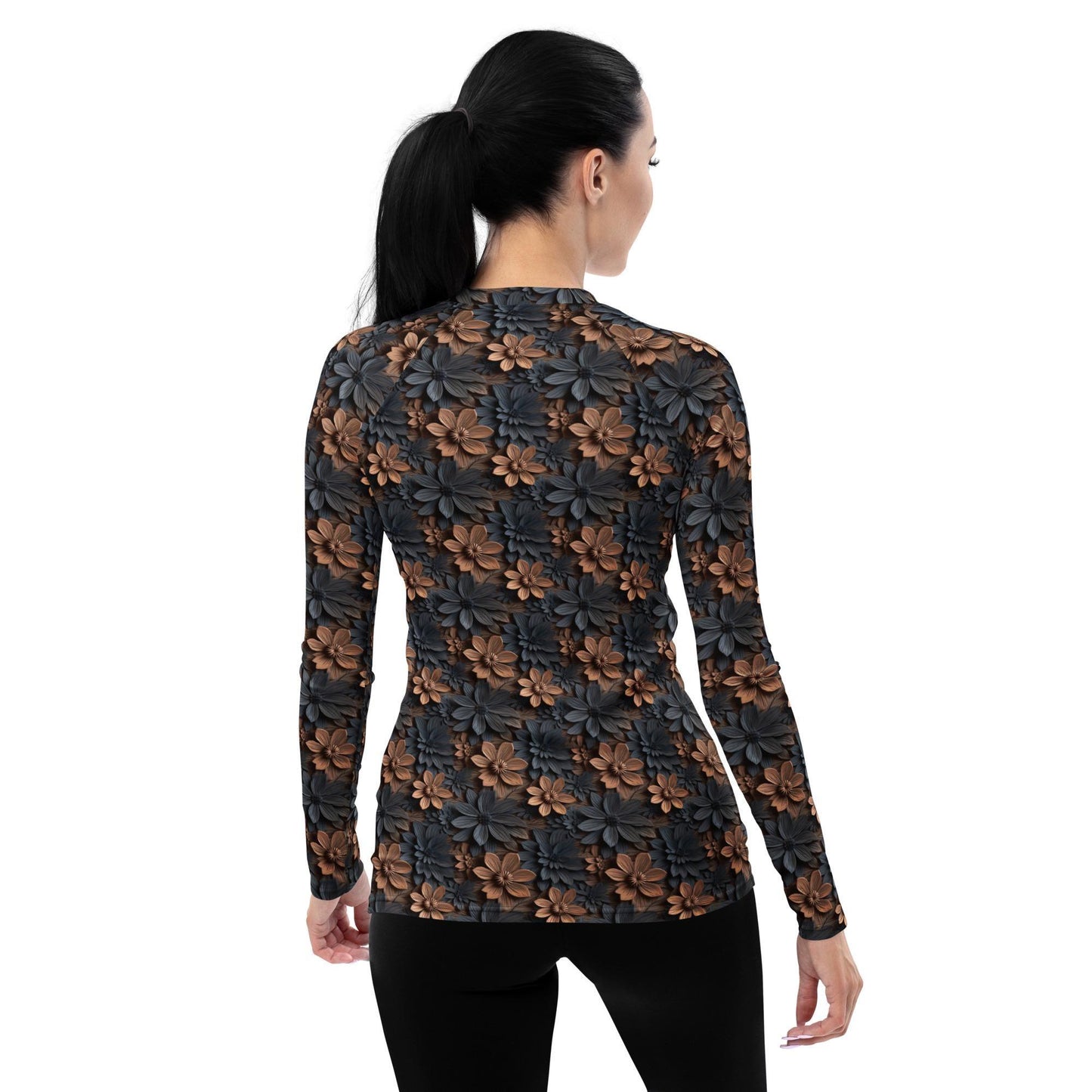 Captivating Warm Floral Colors Women's Rash Guard – Vibrant All-Over Print for Style & Comfort