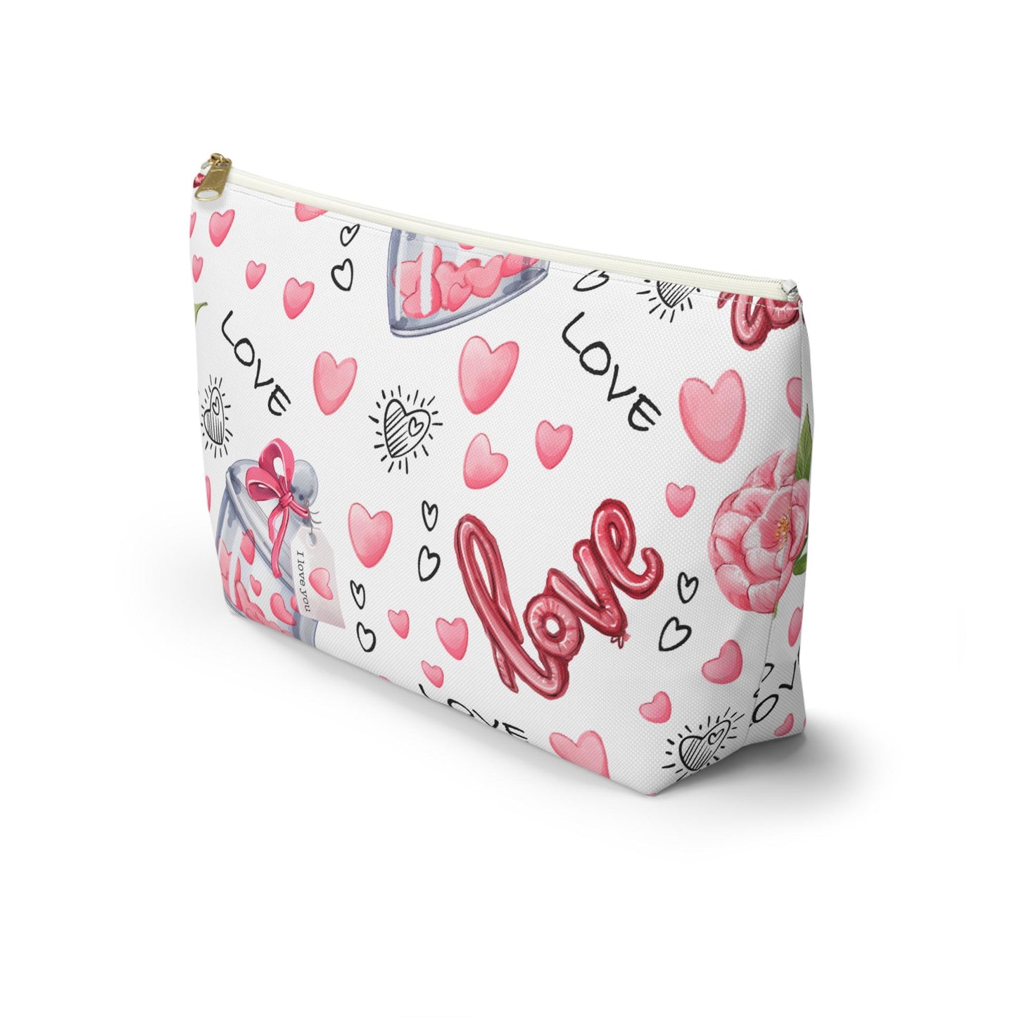 Love-Themed Accessory Pouch, Perfect Gift for Valentine's Day, Makeup Bag, Travel Organizer, Cute Love Design, Romantic Gift
