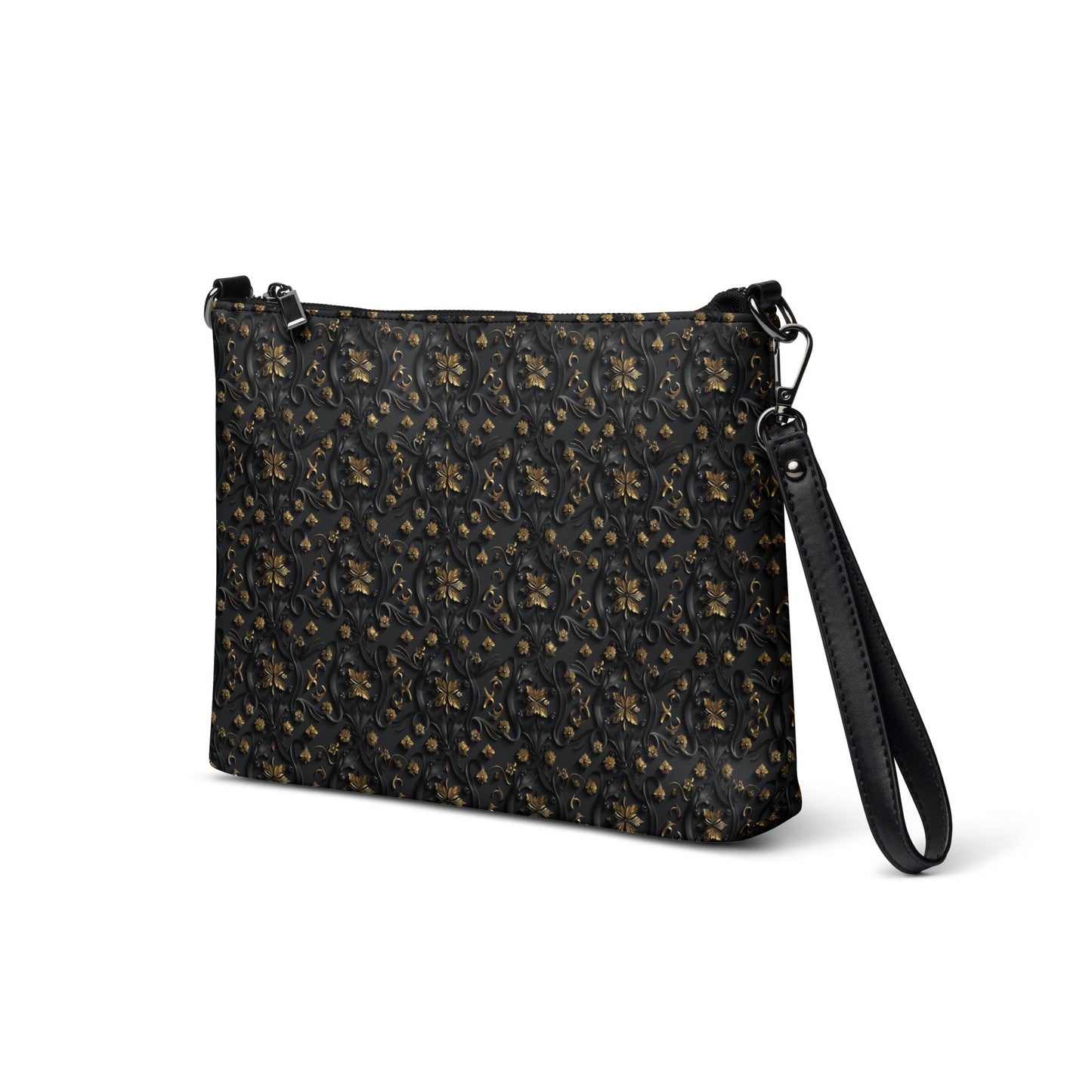 Elegant 3D Black & Gold Crossbody Bag | Sophisticated Embossed Design | Luxury Fashion Accessory | Stylish Functional