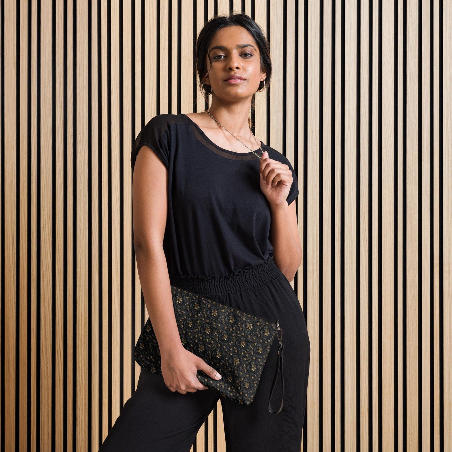 Elegant 3D Black & Gold Crossbody Bag | Sophisticated Embossed Design | Luxury Fashion Accessory | Stylish Functional