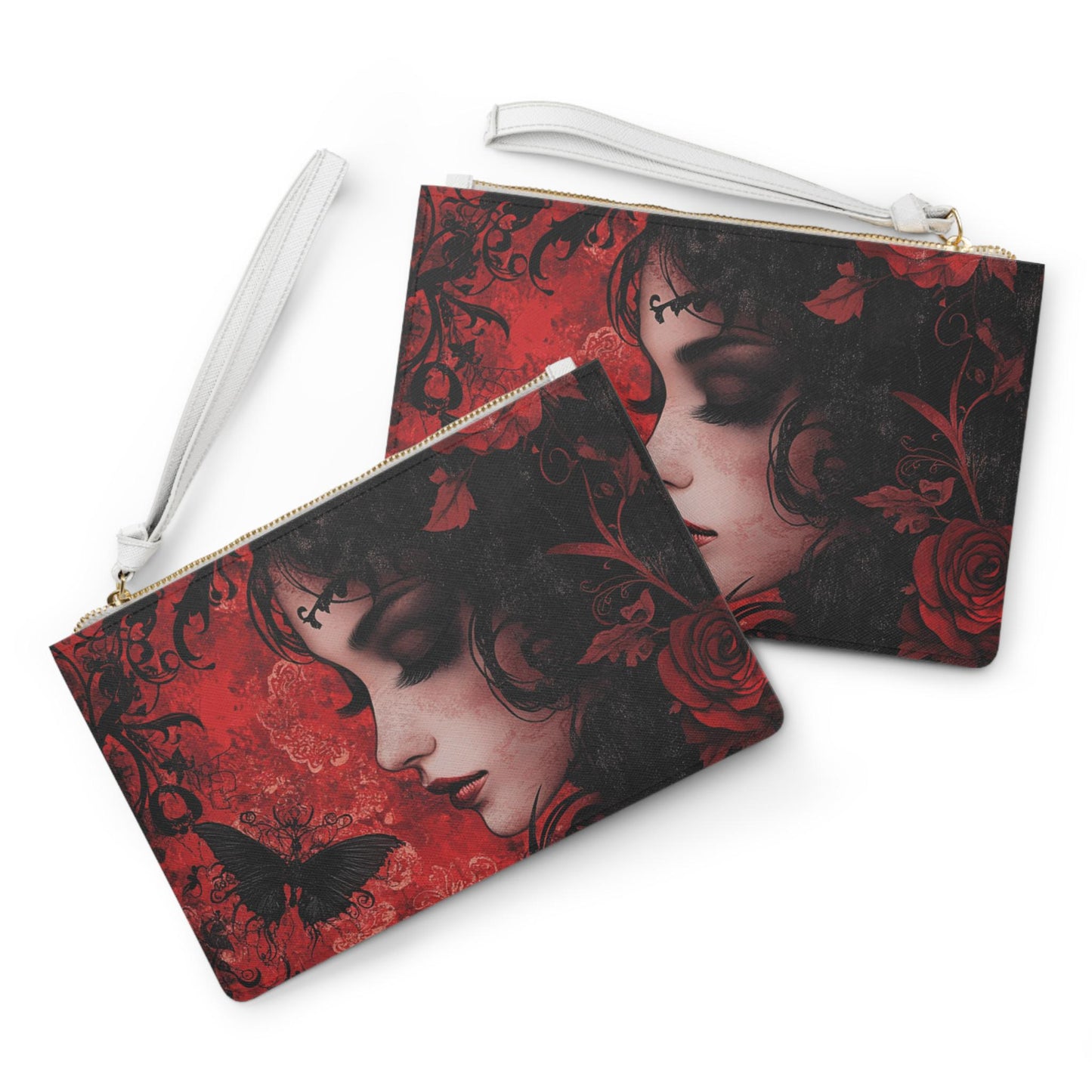 Gothic Floral Clutch Bag: Stylish Evening Purse for Special Occasions, Festival Accessory, Gift Idea for Her, Elegant Makeup Pouch
