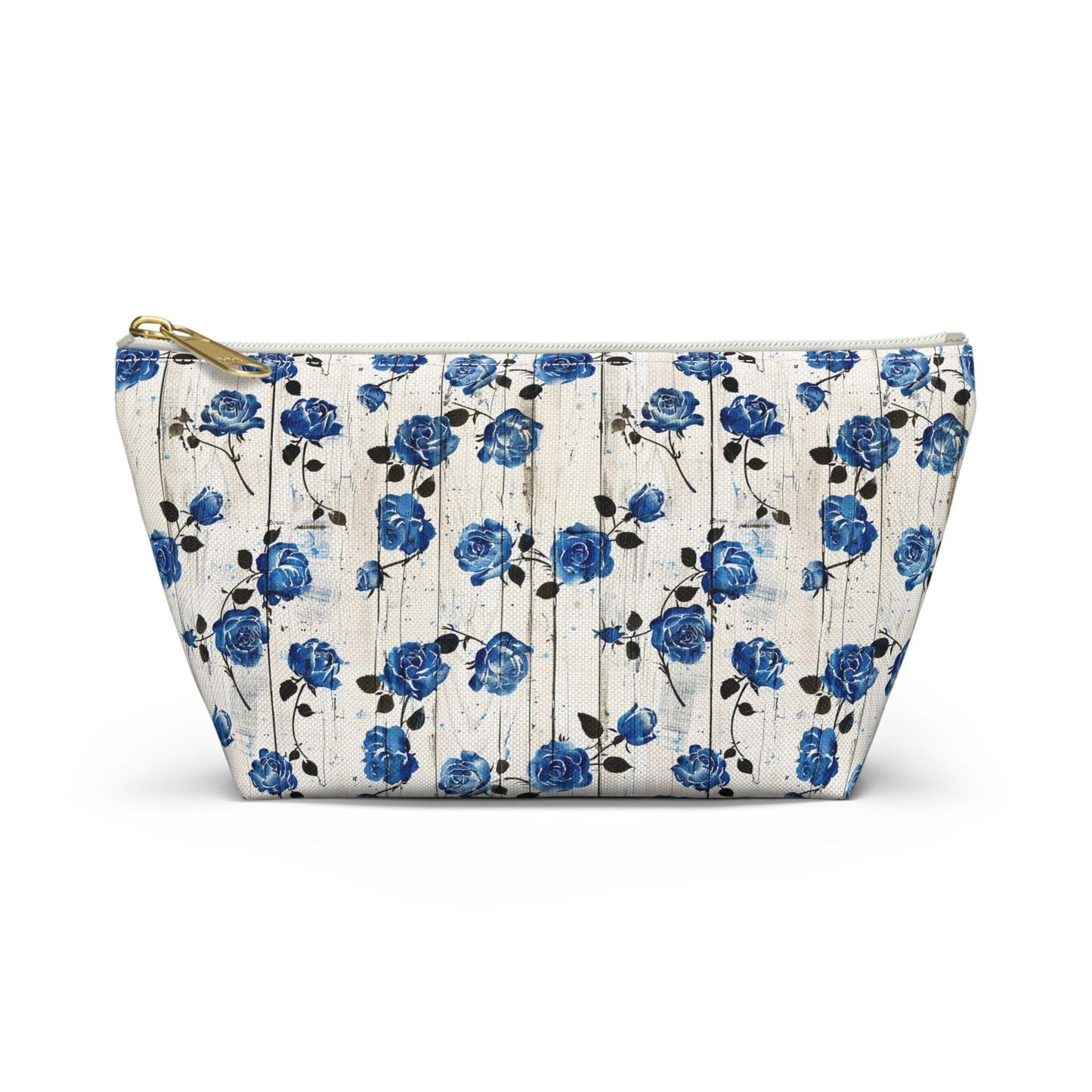 Floral Accessory Pouch, Blue Rose Pattern Design Cosmetic Travel Bag