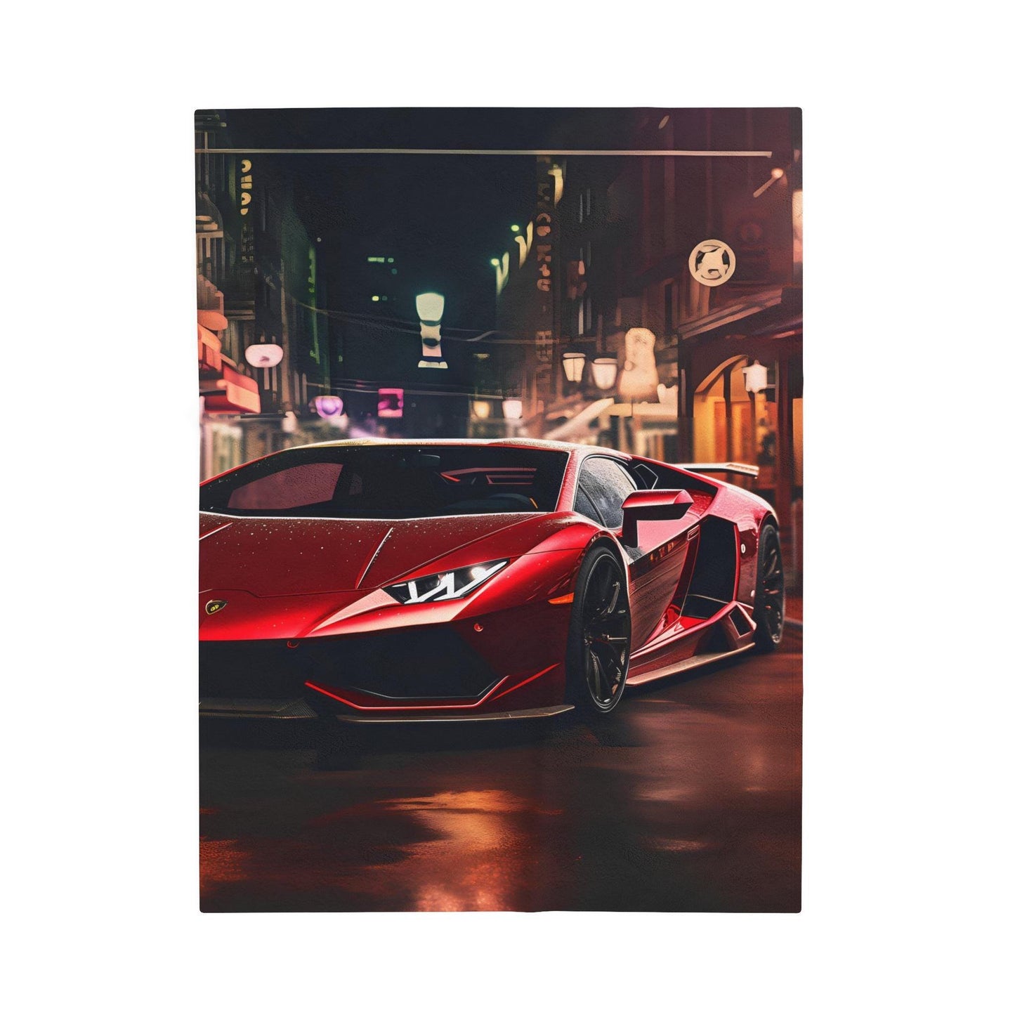 Velveteen Plush Blanket, Red Lamborghini soft fleece bed couch covering stylish modern exotic fast car room Teen dorm design decor