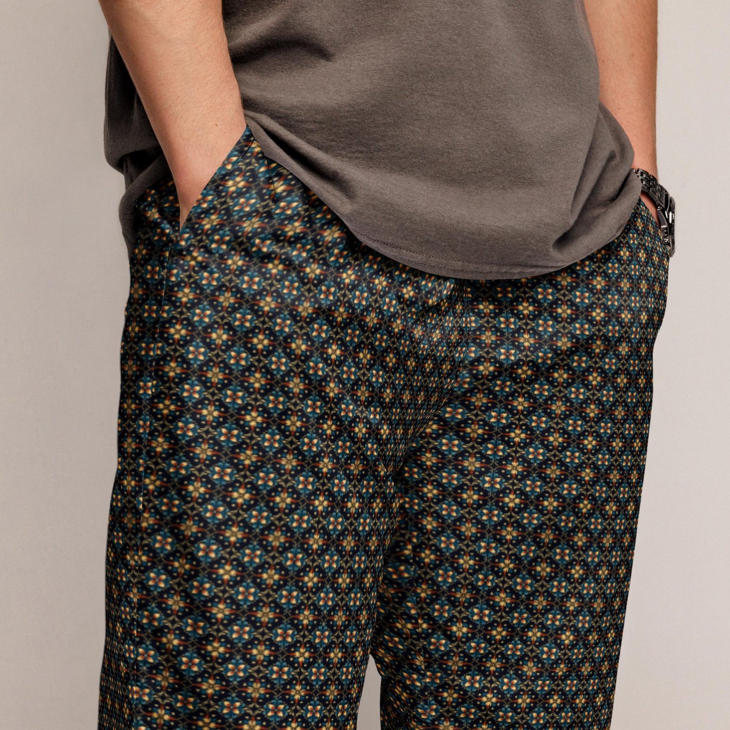 Stylish All-Over Print Men’s Track Pants | Trendy Activewear | Comfortable and Breathable | Custom Pattern Joggers | Streetwear Essential
