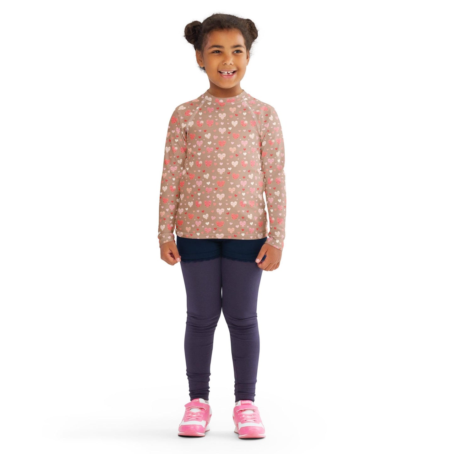 Valentine’s Heart Design Rash Guard for Girls – Stylish & Comfy Swimwear – Perfect for Valentine's Day Beach Fun Sun Protection
