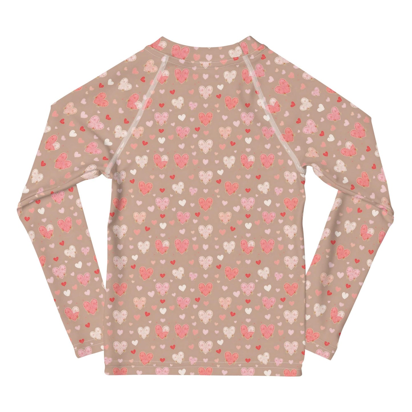 Valentine’s Heart Design Rash Guard for Girls – Stylish & Comfy Swimwear – Perfect for Valentine's Day Beach Fun Sun Protection