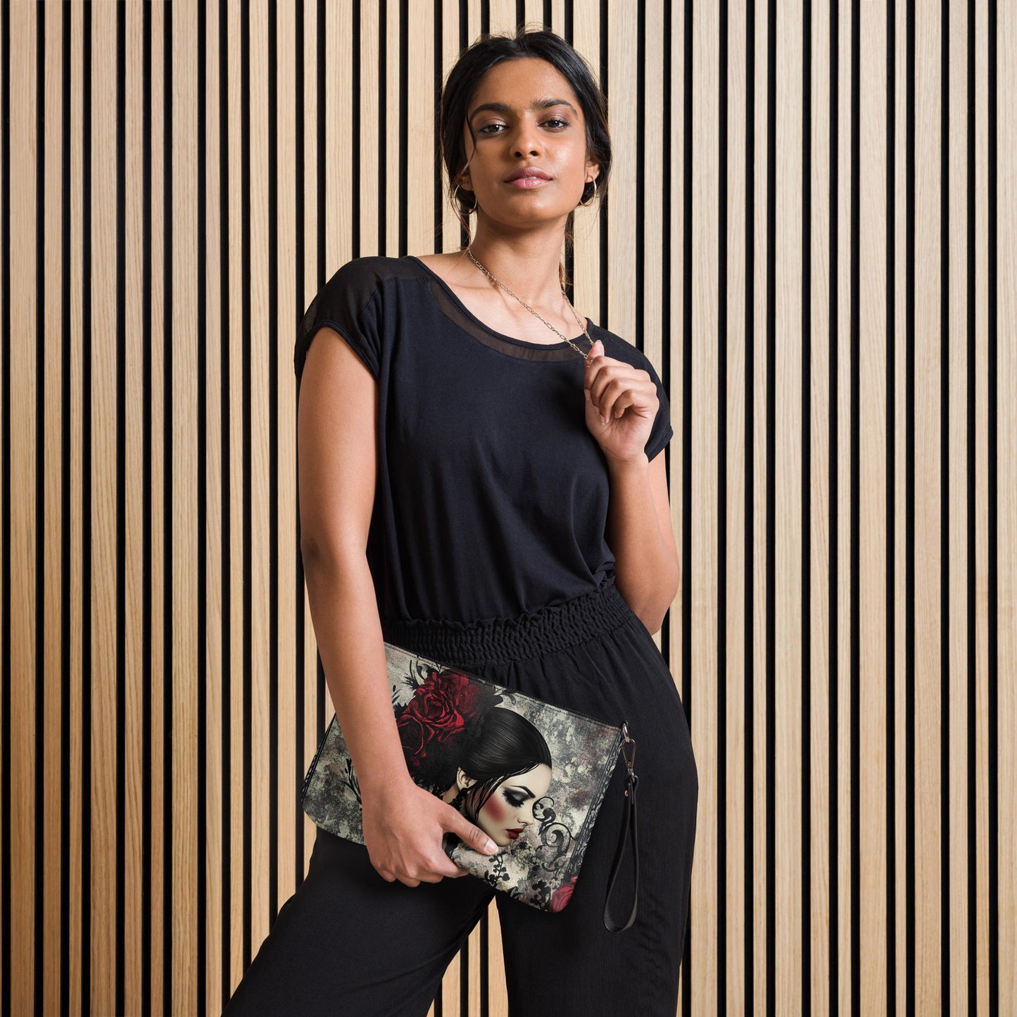 Gothic Valentine’s Crossbody Handbag – Dark & Stylish Heart Design with Silver Cross – Perfect for a Bold Unique Valentine's Gift