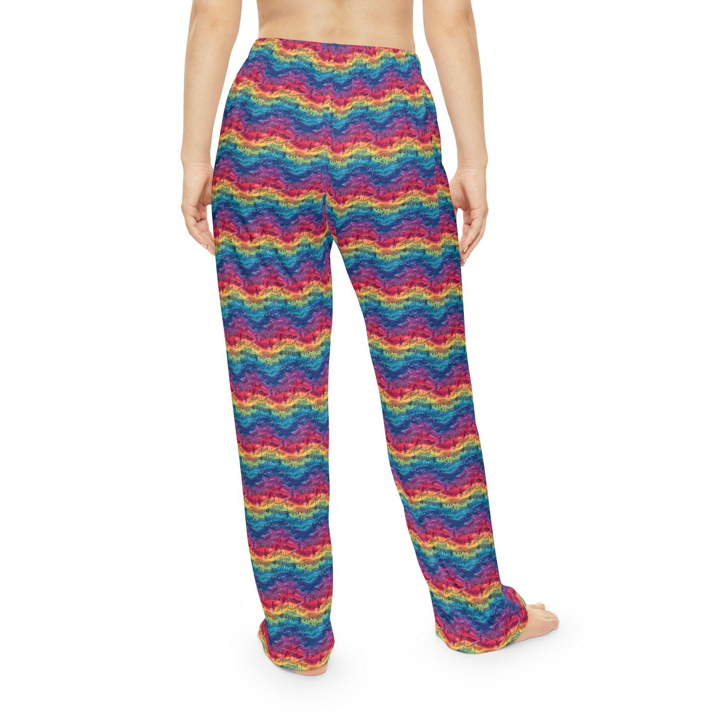 Vibrant Rainbow Wave Women's Pajama Pants, Cozy Loungewear, Comfortable Sleepwear, Colorful Gift Idea, Relaxing Home Style