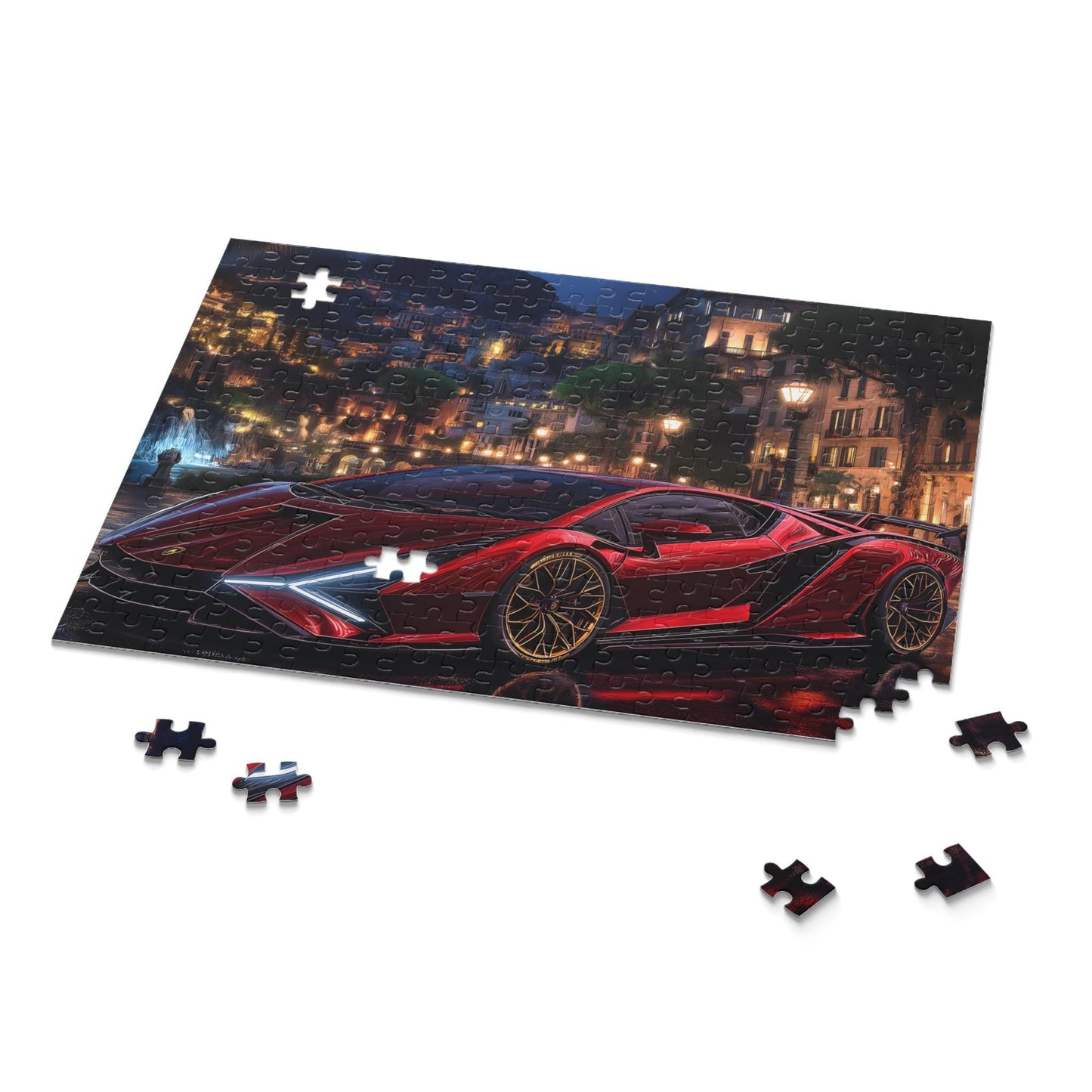 Lamborghini Nightscape Puzzle | 120, 252, 500-Piece | Car Enthusiast Gift | Dynamic Nighttime Art | Family Game Night | Perfect for Father's
