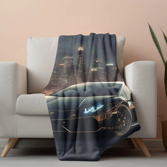 Luxury Car Themed Velveteen Plush Blanket, Cozy Throw for Car Lovers, Perfect Gift for Man Cave, Car Enthusiasts, Home Decor Accent The Aurora Touch