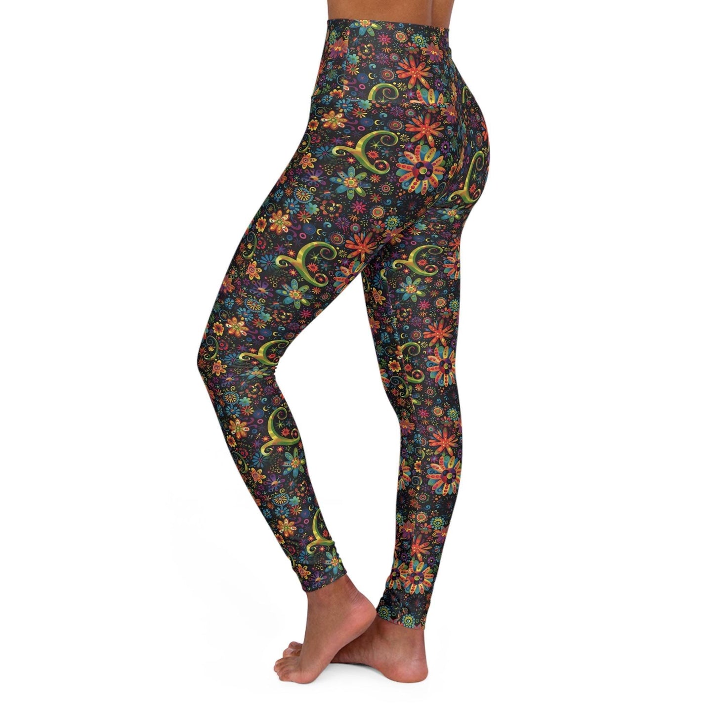 Bohemian High Waisted Yoga Leggings, Comfortable Activewear Tights, Fit for Yoga, Pilates, Fitness, Dance, Workout