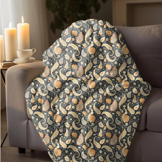 Bohemian Paisley Velveteen Plush Blanket, Cozy Throw for Home Decor, Stylish Gift, Bedroom Accent, Perfect for All Seasons The Aurora Touch
