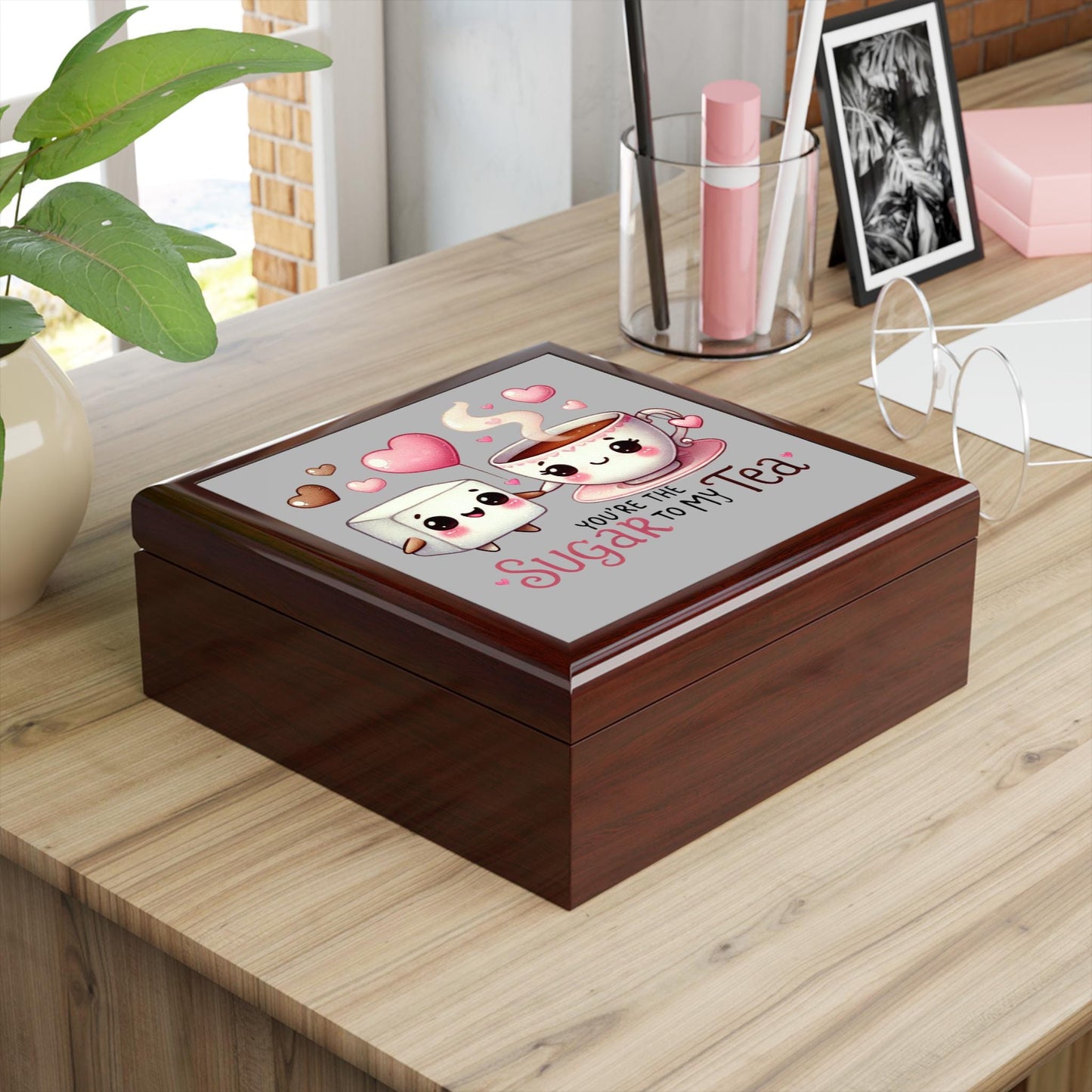 Cute Sugar to My Tea Jewelry Box, Valentine's Day Gift, Wedding Keepsake, Cute Storage Box, Love Theme Decor