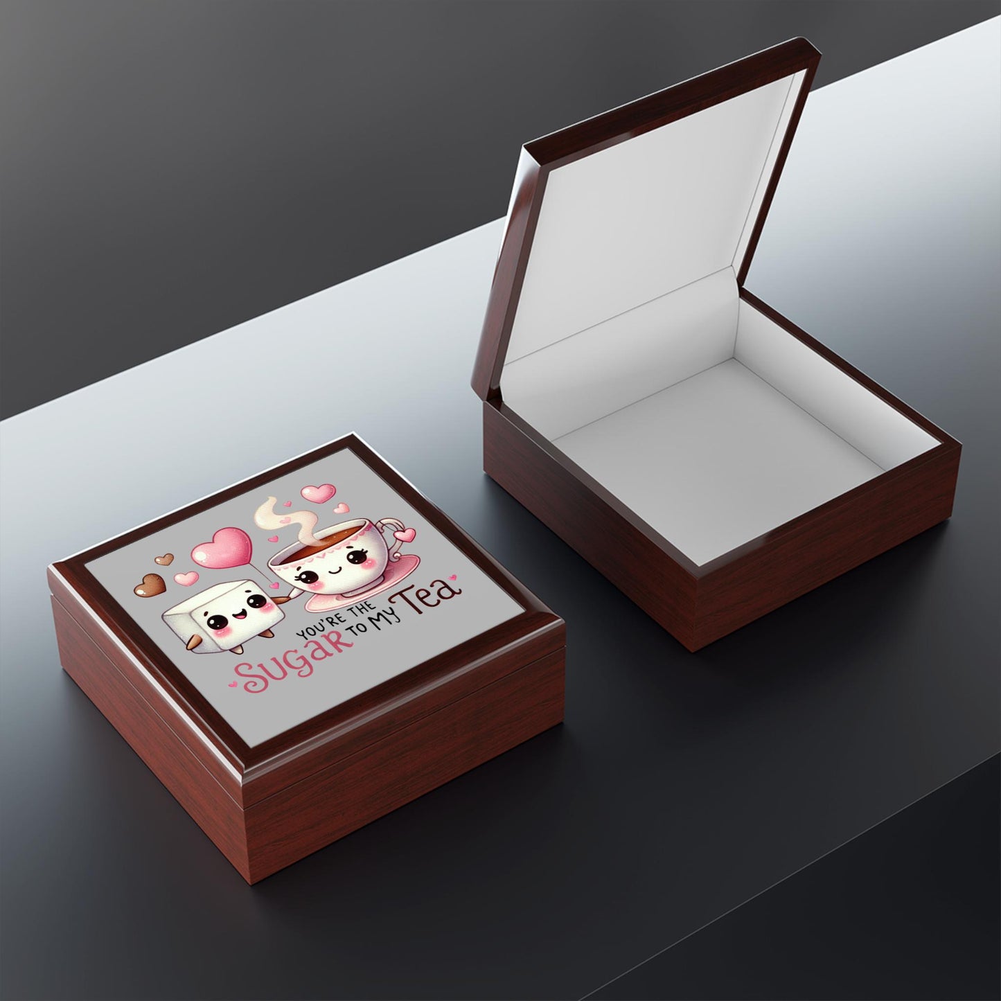 Cute Sugar to My Tea Jewelry Box, Valentine's Day Gift, Wedding Keepsake, Cute Storage Box, Love Theme Decor
