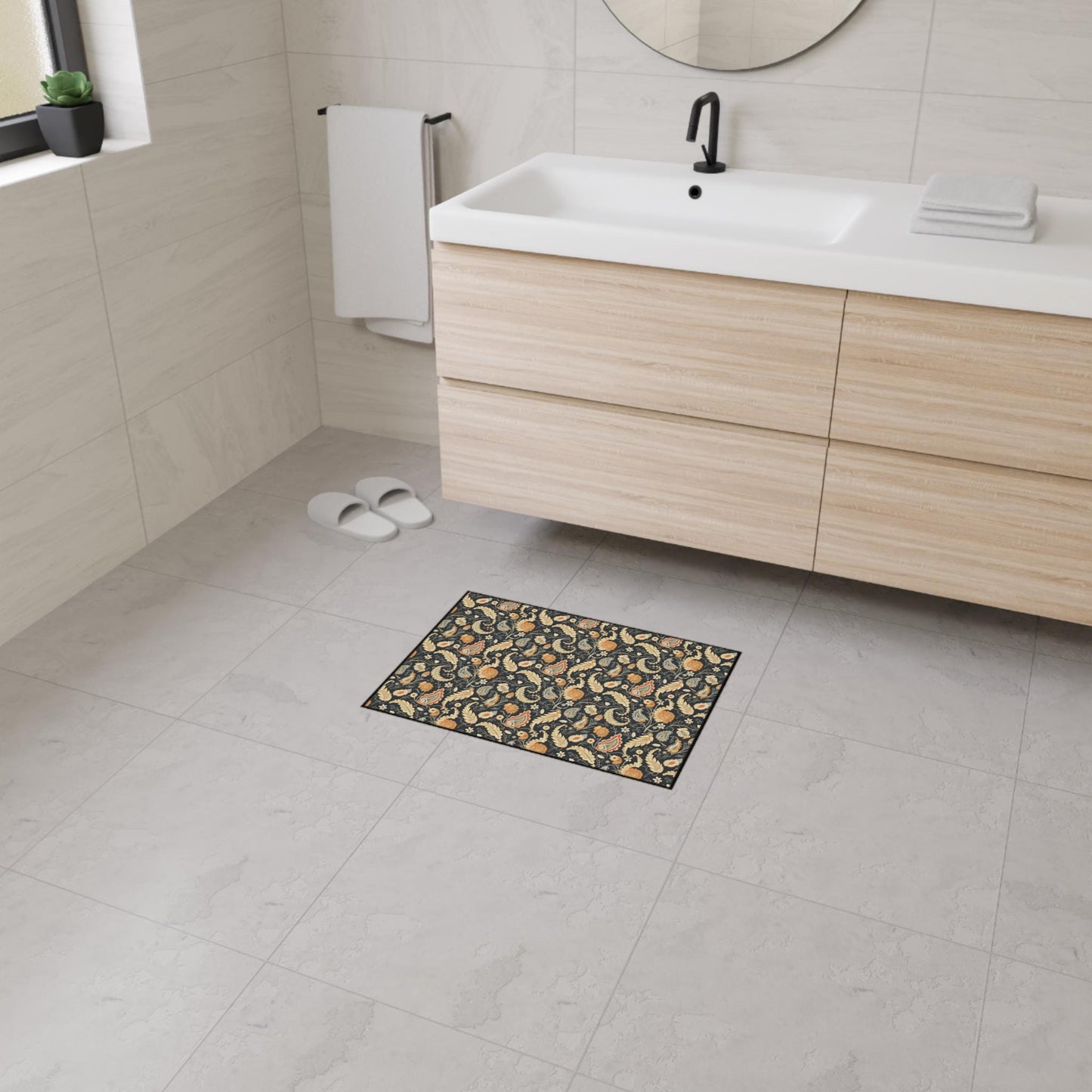 Stylish Heavy Duty Floor Mat with Floral Design - Perfect for Entryway, Kitchen, or Office, Non-Slip, Decorative, Durable