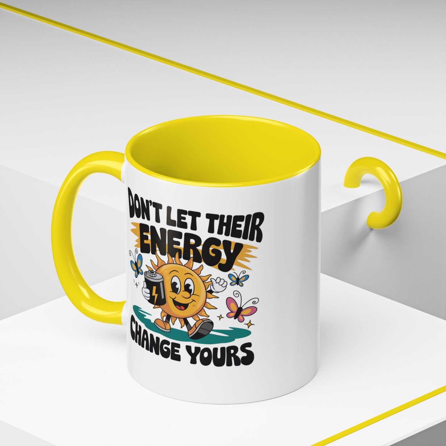 Playful Accent Coffee Mug - Don't Let Their Energy Change Yours, Motivational Gift, Cute Coffee Cup, Fun Mug for Tea Lovers, Unique Kitchen