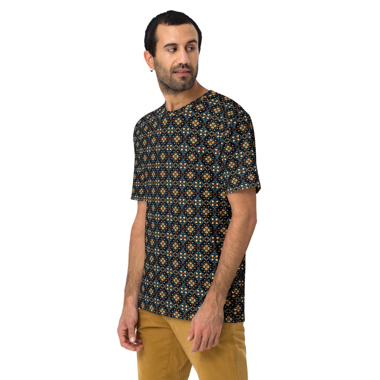 Stylish Geometric All-Over Print Men's T-shirt | Trendy Modern Design | Comfortable & Fashionable Casual Tee | Unique Graphic Shirt