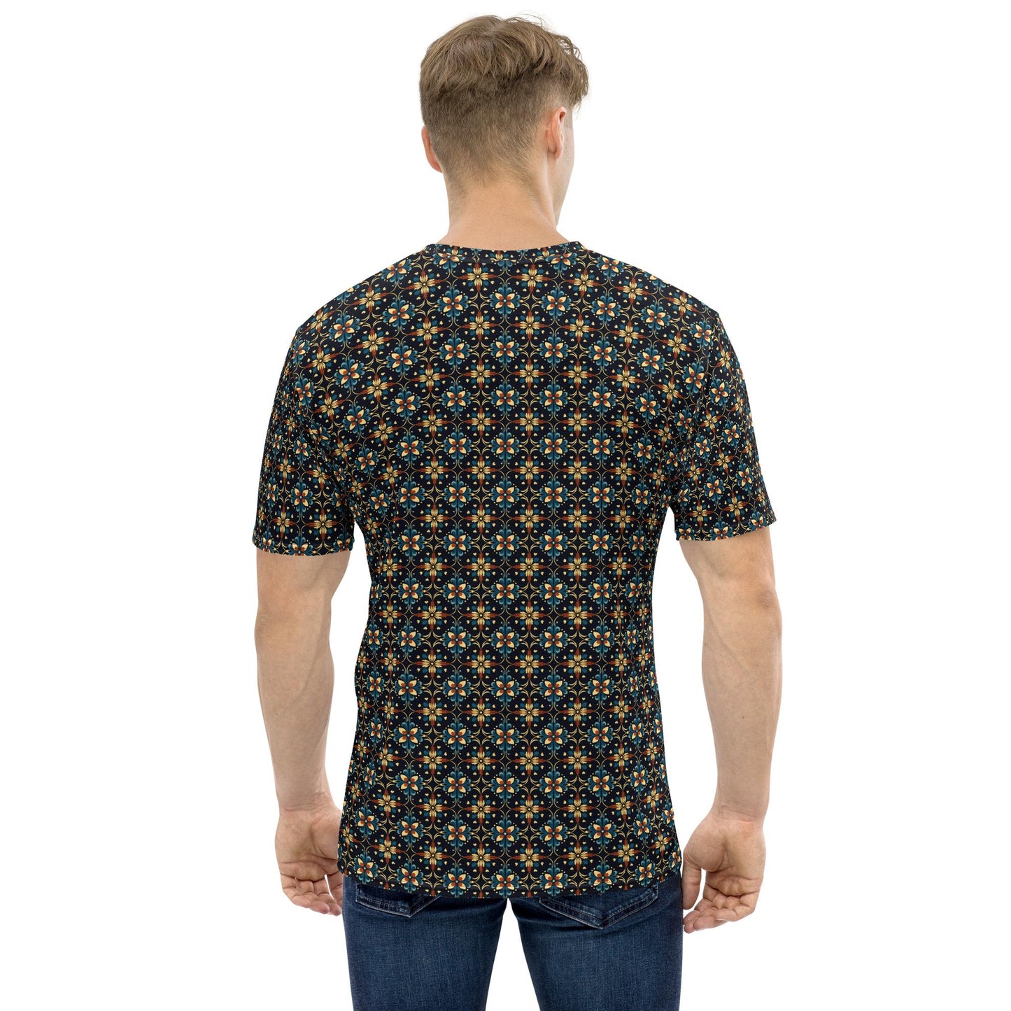Stylish Geometric All-Over Print Men's T-shirt | Trendy Modern Design | Comfortable & Fashionable Casual Tee | Unique Graphic Shirt