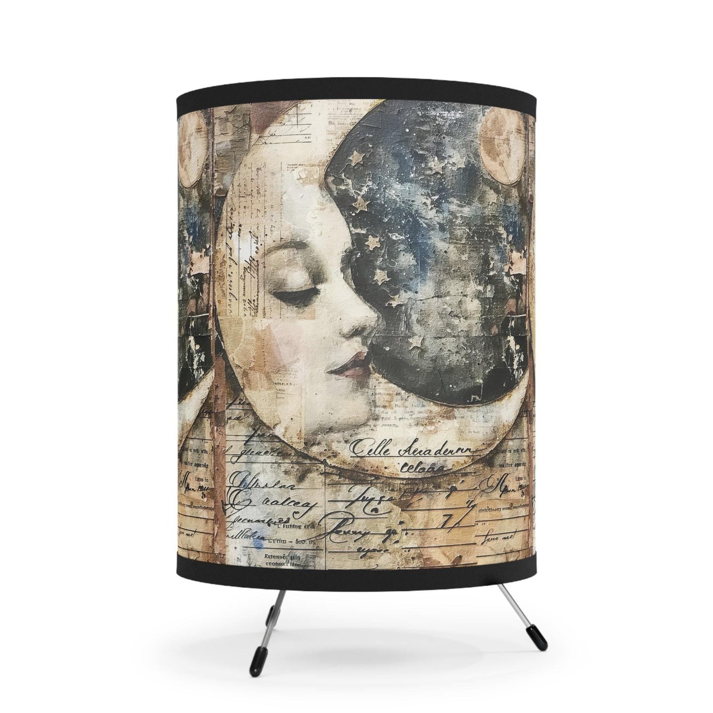 Artistic Tripod Lamp with High-Res Printed Shade, Mood Lighting for Home Decor, Bohemian Style, Celestial Gift Idea, Bedroom Lamp, Reading