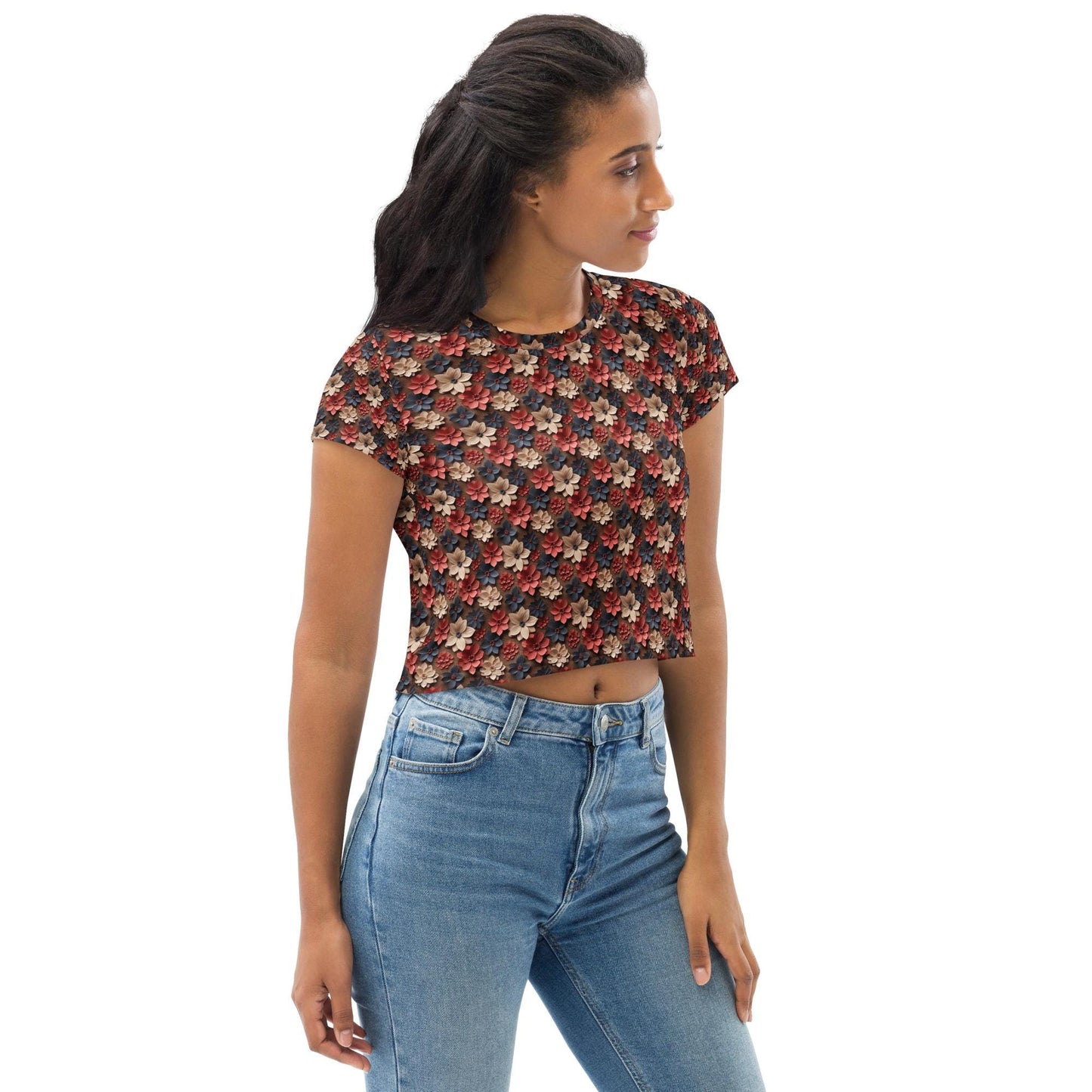 Women's Floral Print Crop Tee - Stylish & Cute Casual Shirt, Trendy Summer Top, Perfect for Everyday Wear or a Casual Outing