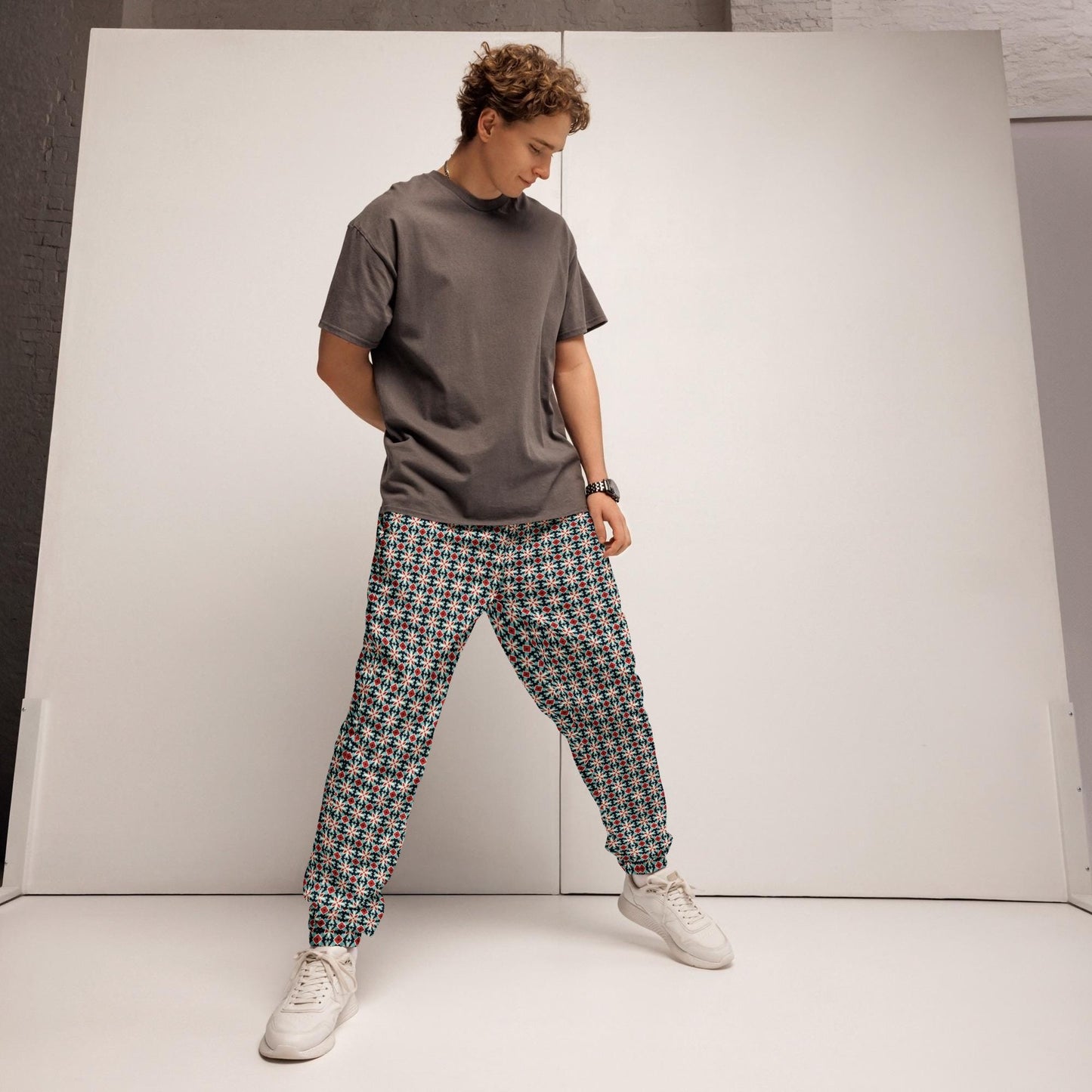 Men's Stylish Geometric Print Track Pants - Trendy All-Over Pattern, Comfortable Fashionable Athletic Wear for Casual & Active Days