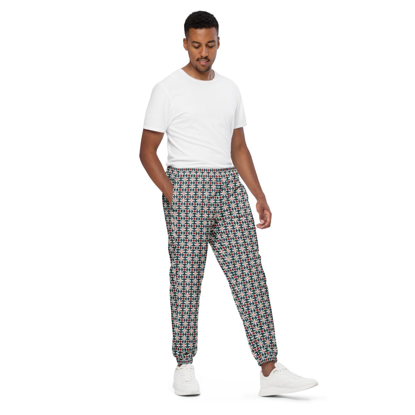 Men's Stylish Geometric Print Track Pants - Trendy All-Over Pattern, Comfortable Fashionable Athletic Wear for Casual & Active Days