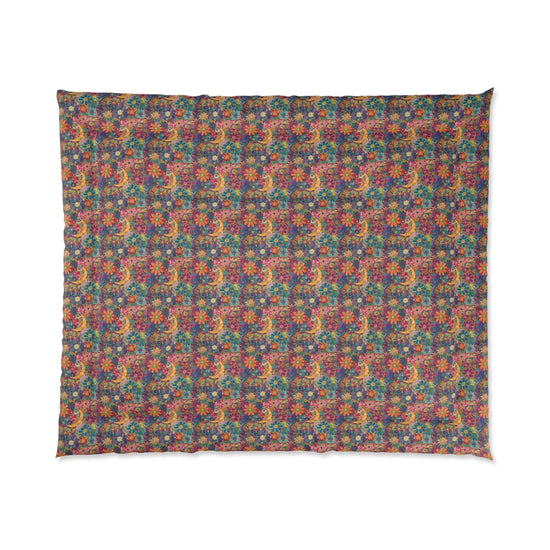 Vibrant Floral Comforter, Cozy Bedroom Blanket, Boho Bedding, Colorful Quilt, Perfect for Spring Decor, Great for Gifts