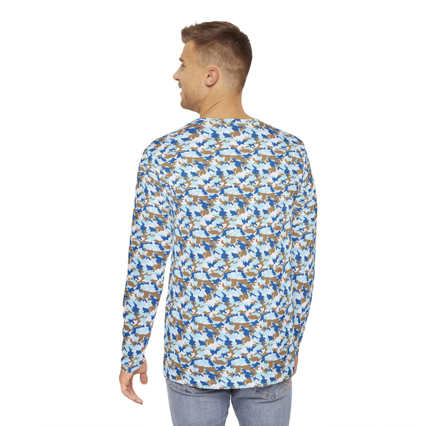 Camo Print Men's Long Sleeve Shirt, Casual Wear, Outdoor Adventure, Gift for Him, Everyday Comfort, Trendy Men's Fashion