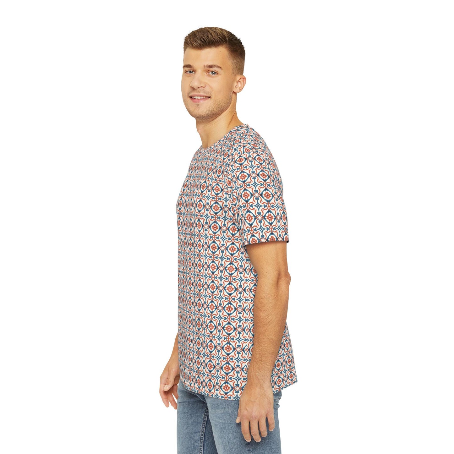 Stylish Men's Polyester Tee - Geometric Print, Casual Wear, Summer Fashion, Gift for Him, Outdoor Events, Graphic Tee
