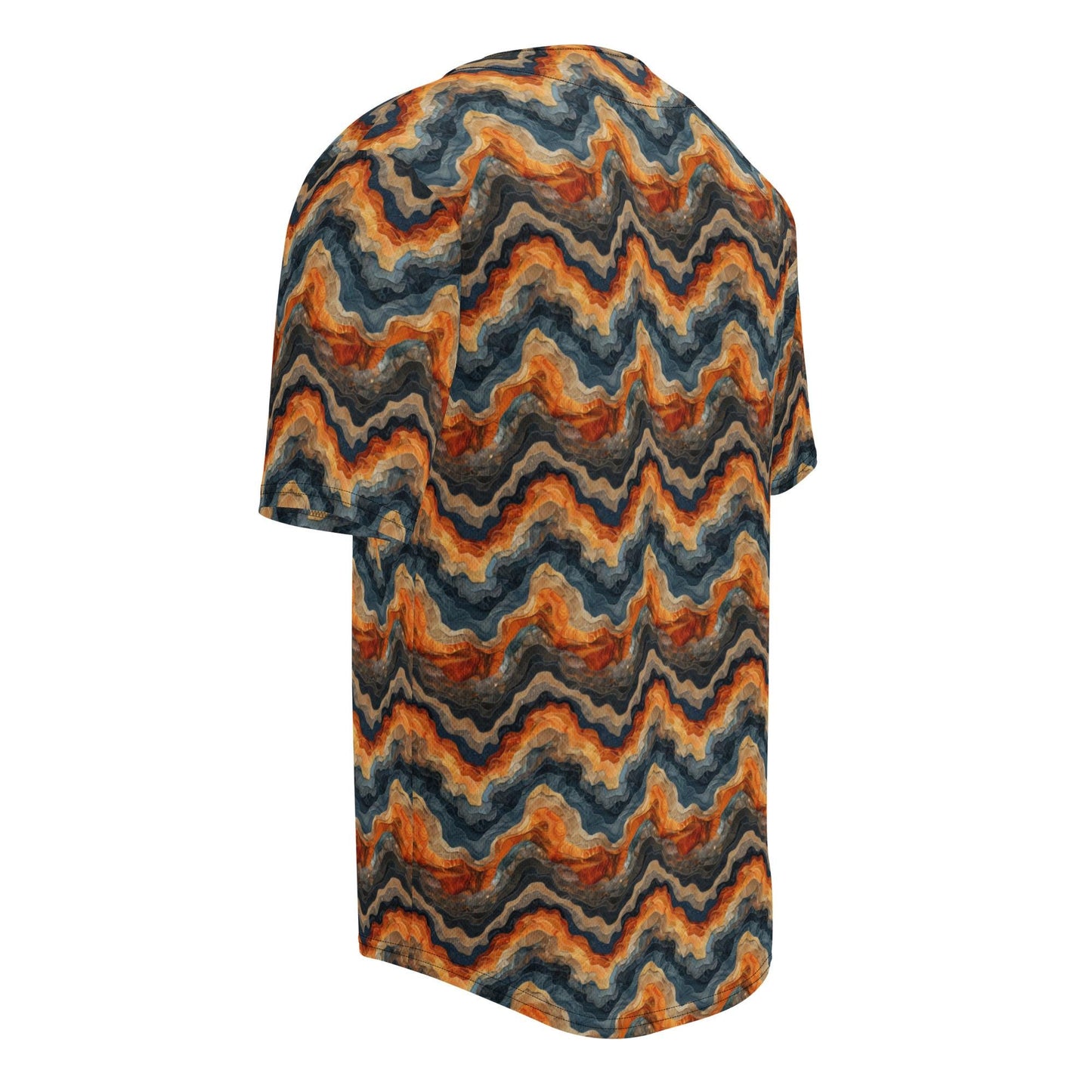 Modern Men’s Earthtone Swirl Marble Design Recycled Baseball Jersey - Eco-Friendly, Stylish, Trendy Sporty Streetwear