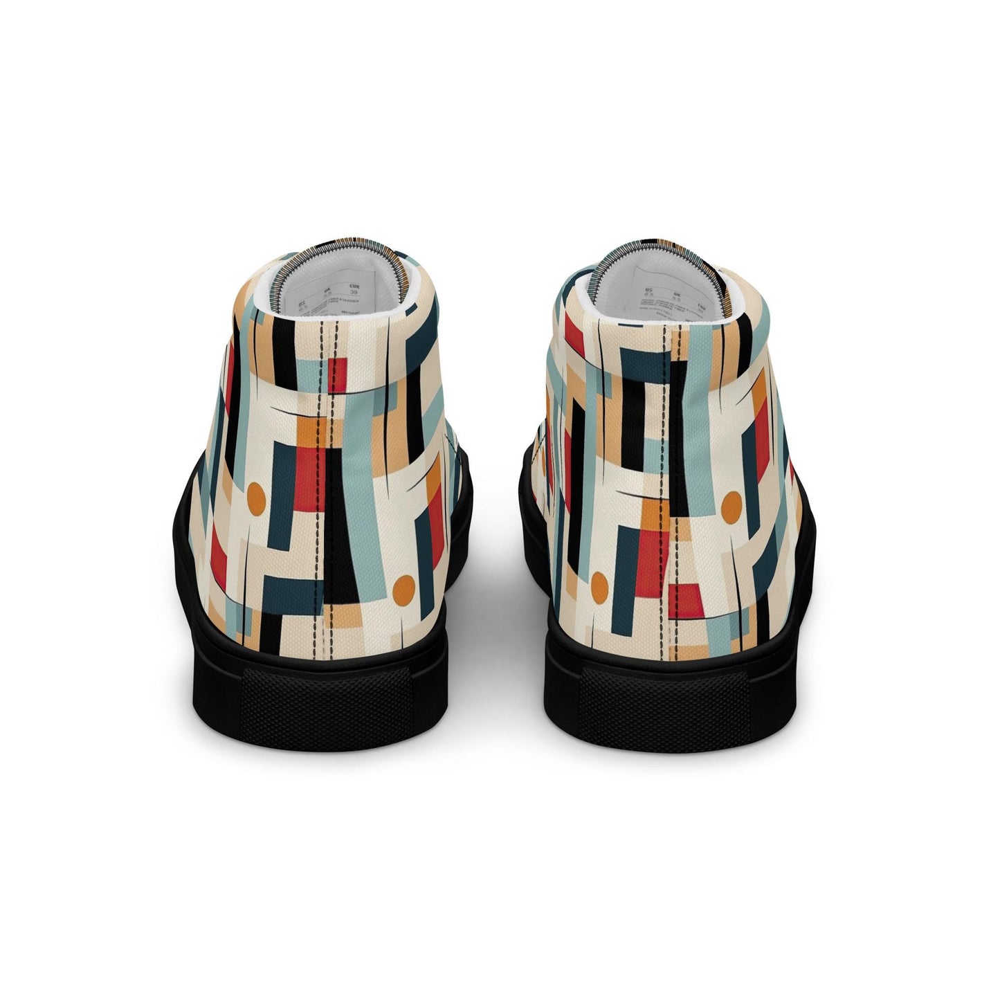 Men’s Vibrant Geometrical AOP High Top Shoes - Bold All-Over Print, Trendy Streetwear Sneakers, Unique Fashion Footwear