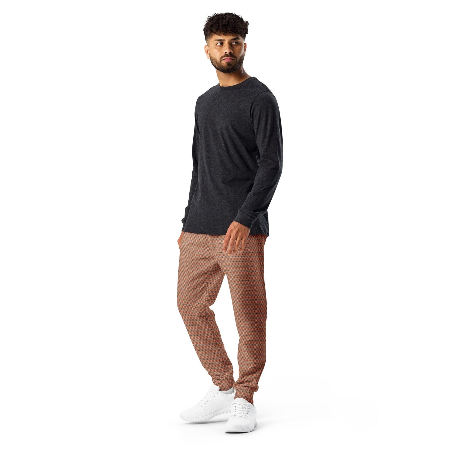 Men’s Geometric Pattern Joggers – Trendy, Stylish, Comfortable Activewear – All-Over Design, Perfect Fit for Every Occasion