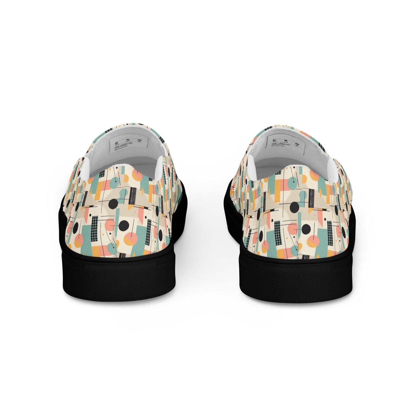 Geometric 90's Style Women’s Slip-On Canvas Shoes | Retro Pattern Flats | Comfortable & Trendy Casual Shoes | Summer Slip-Ons for Women