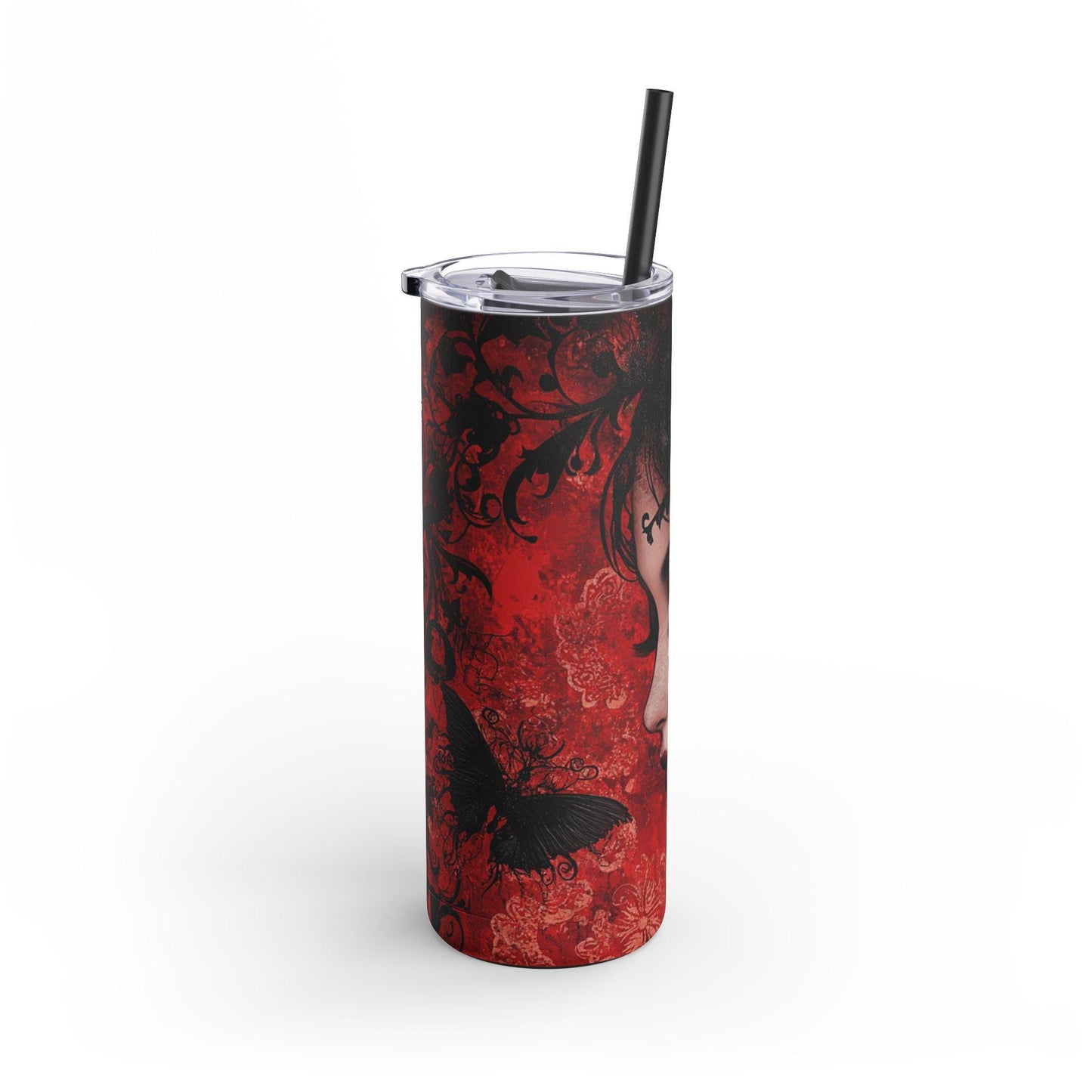 Gothic Chic Skinny Tumbler, 20oz - Stylish Matte Travel Mug for Coffee Lovers, Dark Fantasy Aesthetic, Perfect Gift for Birthdays &