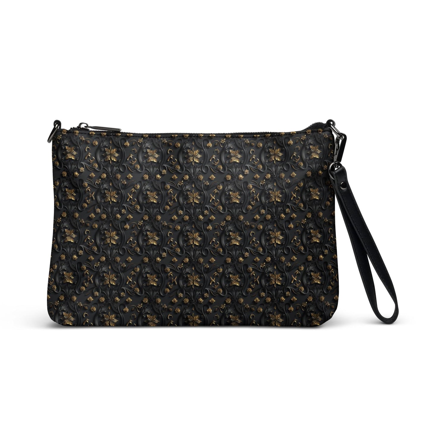 Elegant 3D Black & Gold Crossbody Bag | Sophisticated Embossed Design | Luxury Fashion Accessory | Stylish Functional