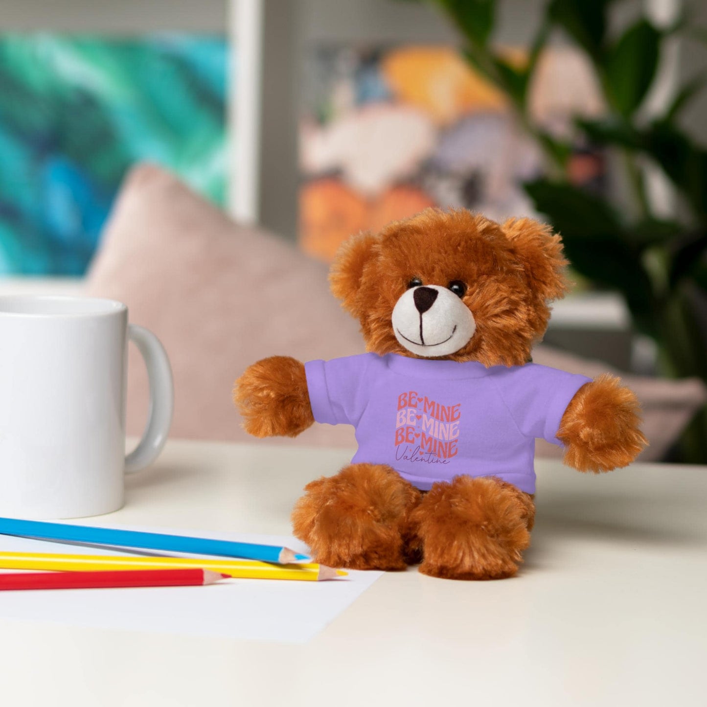 Customizable Stuffed Animals, Perfect Gift for Valentine's Day, Cute Bear with Tee, Plush Toy for Kids, Loveable Keepsake