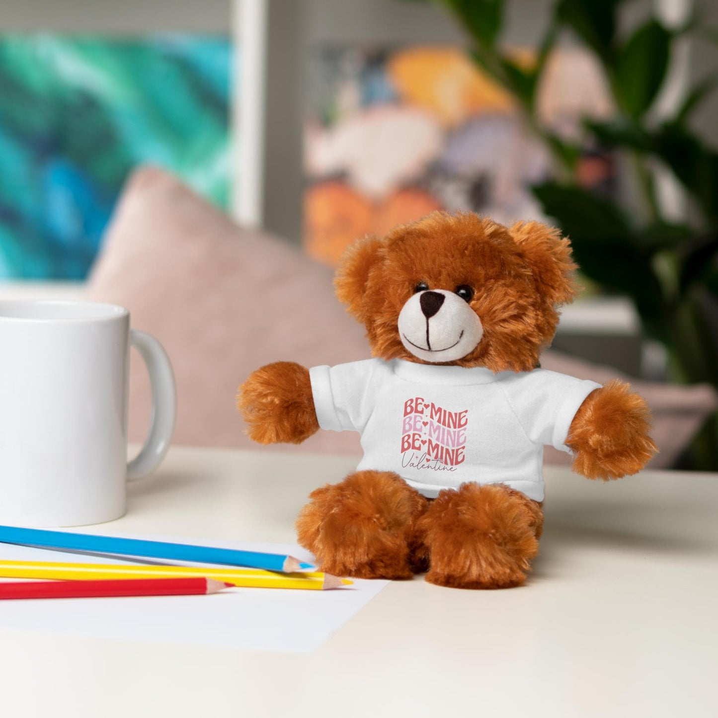 Customizable Stuffed Animals, Perfect Gift for Valentine's Day, Cute Bear with Tee, Plush Toy for Kids, Loveable Keepsake