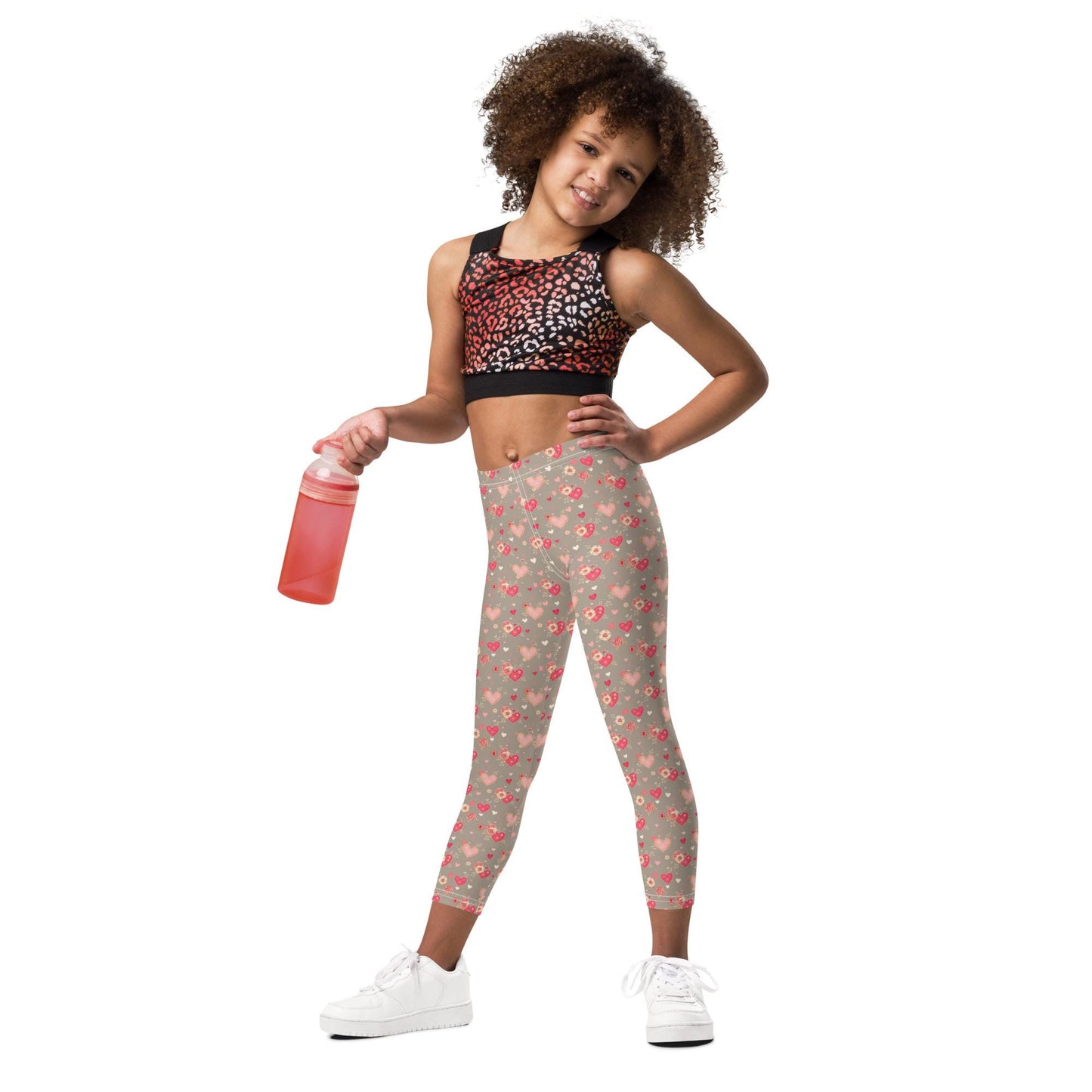 Valentine's Heart All Over Print Kids Leggings – Soft & Comfy Love-Themed Leggings for Girls – Cute Gift Idea for Valentine's Day