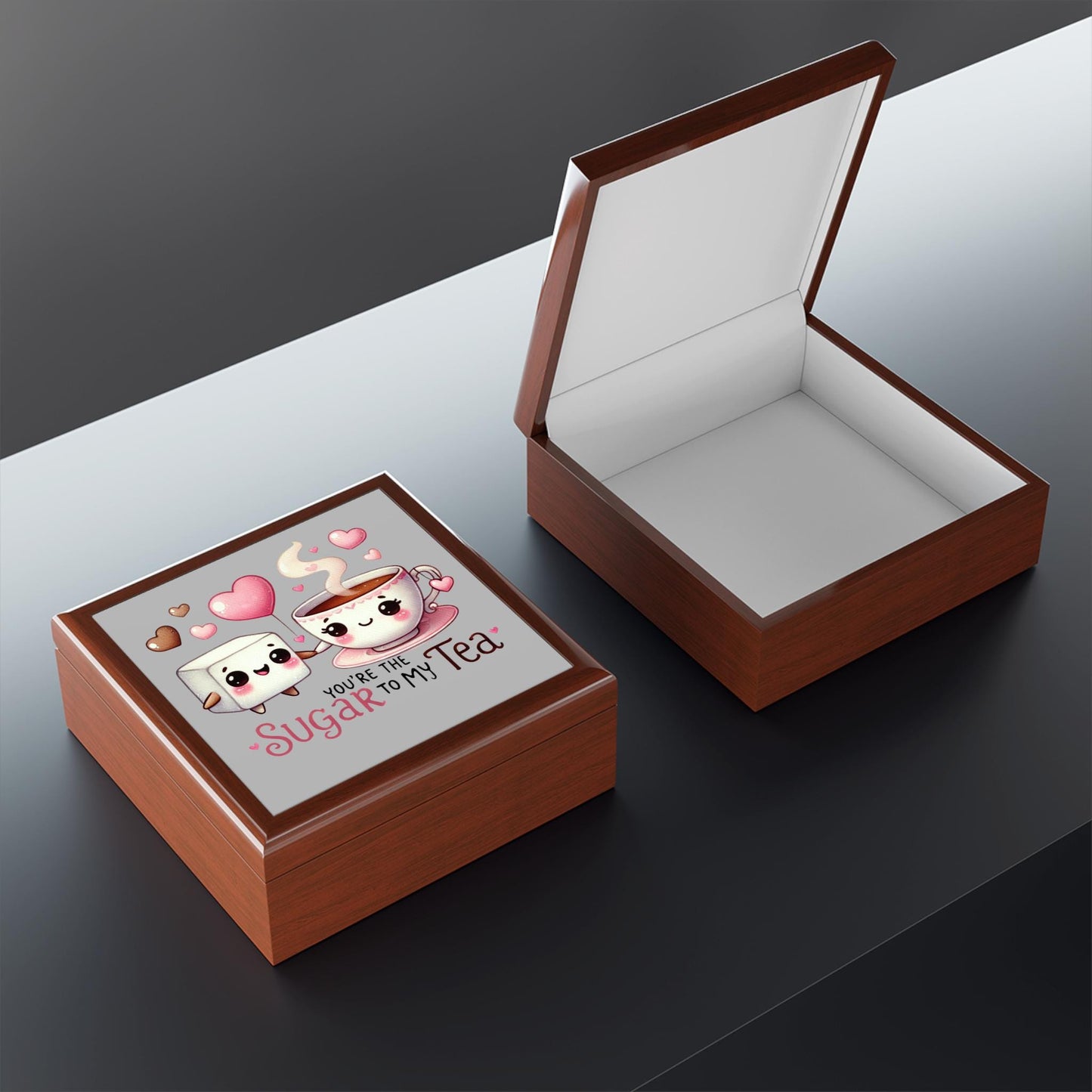 Cute Sugar to My Tea Jewelry Box, Valentine's Day Gift, Wedding Keepsake, Cute Storage Box, Love Theme Decor