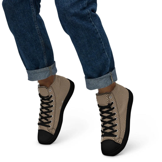 Geometric All-Over Pattern Men’s High Tops | Trendy Custom Sneakers | Stylish Modern Footwear for Men | Unique, Bold & Comfortable