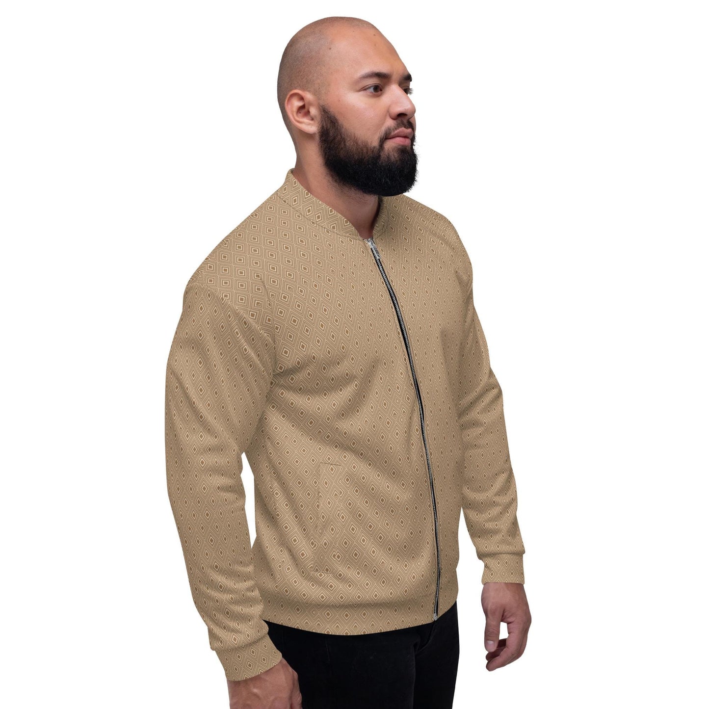 Geometric All-Over Pattern Men’s Bomber Jacket | Stylish Casual Outerwear | Trendy & Comfortable Fashion Jacket for Men